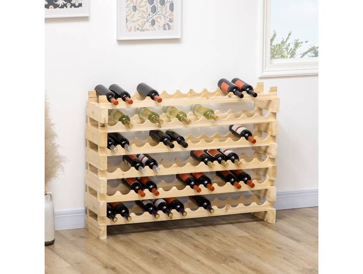 HOMCOM Casier Vin Bois 72 Bouteilles 114x28x85cm