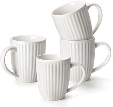 MALACASA LEILA Porcelain Embossed 4-Piece 16oz & 12oz Mug Set