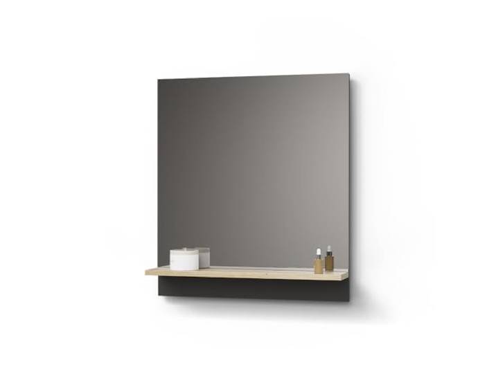 Livinity Badspiegel Timavo , Anthrazit 60 x 67 cm Integrierte Ablage · Wandhängend · Für Bad & Wohnbereich · Für Kosmetik & Pflegeprodukte · Zeitloses Design
