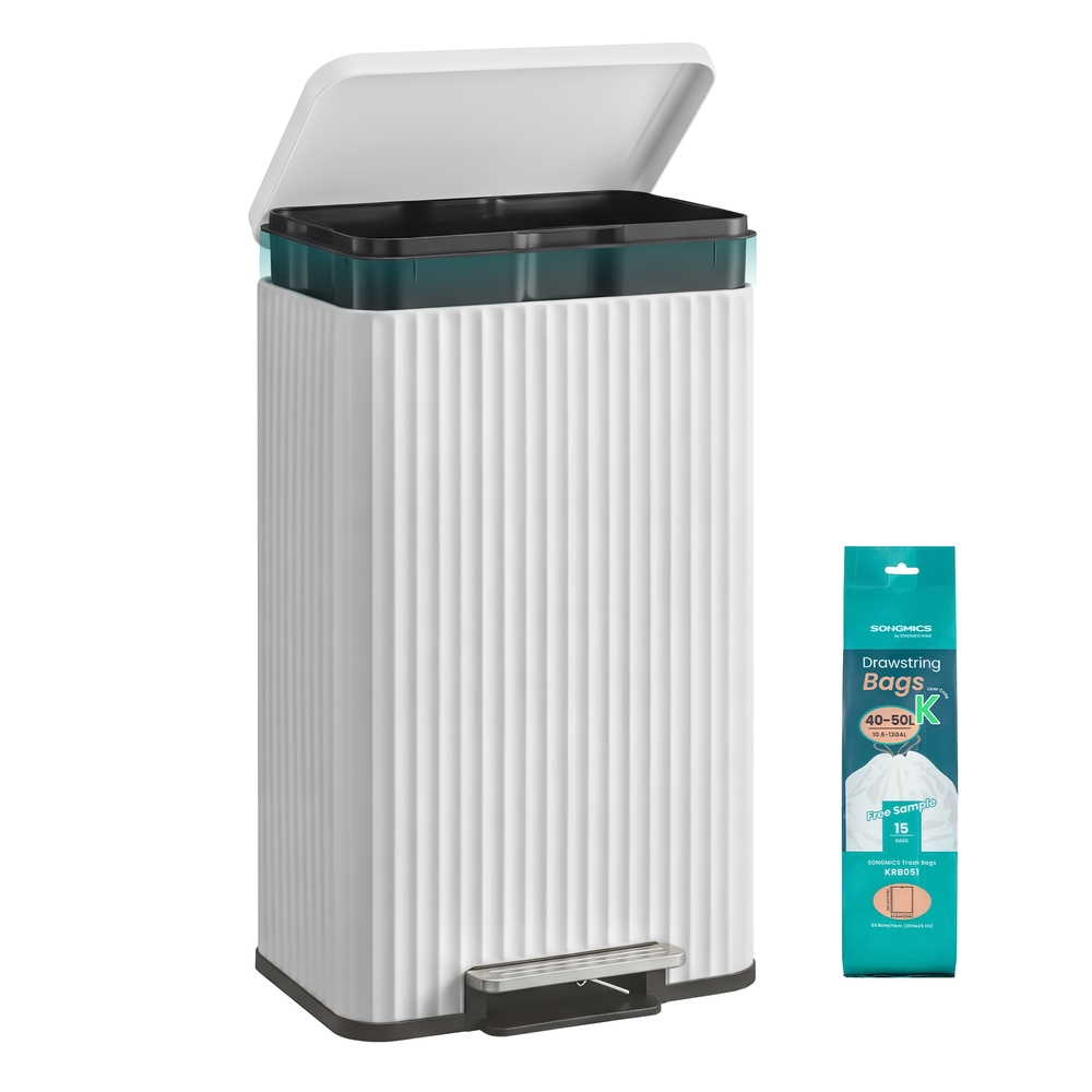 SONGMICS Mülleimer mit Pedal und Softclose Wolkenweiß LTB586WZ02