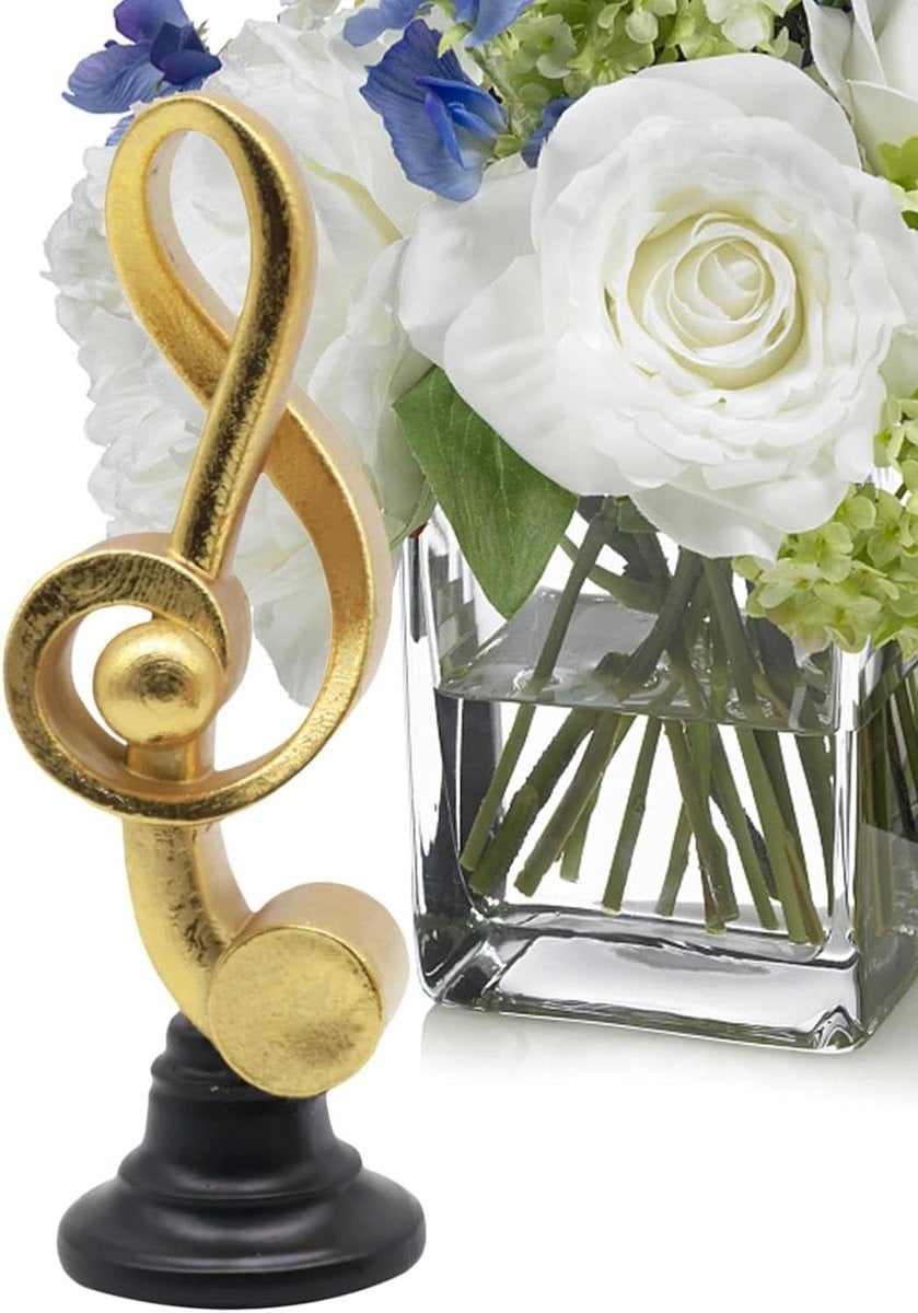 Decoratief muzieknoot beeldje voor op tafel in meerkleurig design