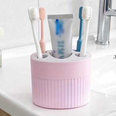 USA Free Shipping Shop 4 Slot Toothbrush Holder Bathroom Organizer With Drainage Toothpaste Stand pink