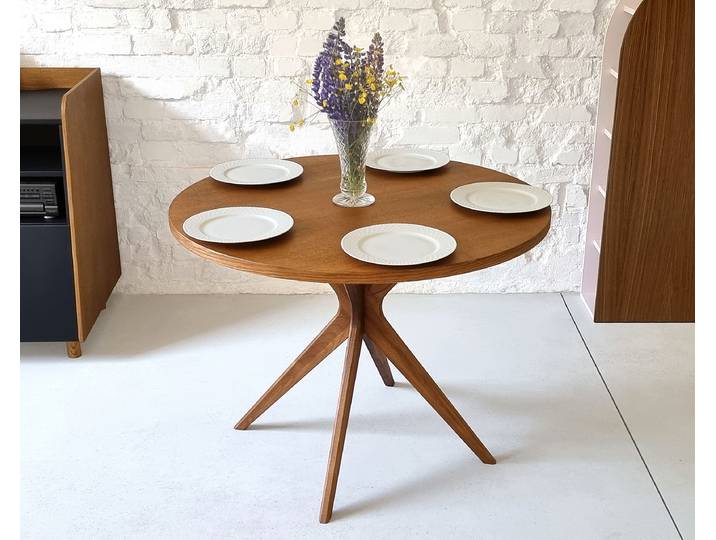 Table ronde plaquée Lynda Ø 100cm Marron/Chêne