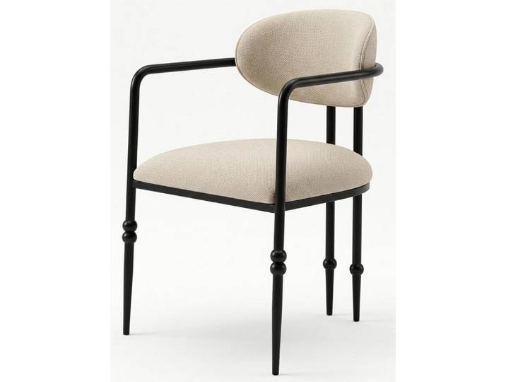 JVmoebel Esszimmerstuhl Beiger Esszimmerstuhl Luxuriöse Stoffbezogene Stühle, Made in Europa