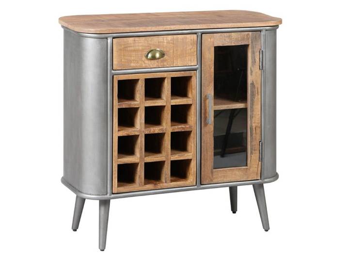 PALISSO - Buffet Multi-Rangements Bois et Acier Patiné