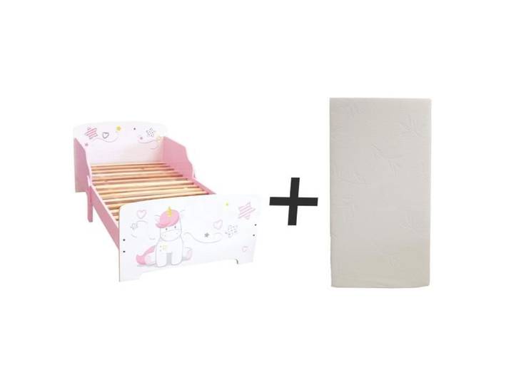 Lit Licorne - FUN HOUSE - 140 x 70 cm - Sommier et Matelas Inclus - Multicolore - Enfant