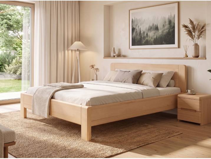 Bett Kernbuche „Bella“ 180 x 190 cm Massivholz Buche