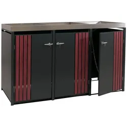 Proregal 3er-Mülltonnenverkleidung mit Pflanzkasten | HxBxT 125x196x84 cm | Anthrazit Holzoptik dunkel | Mülltonne 75kg
