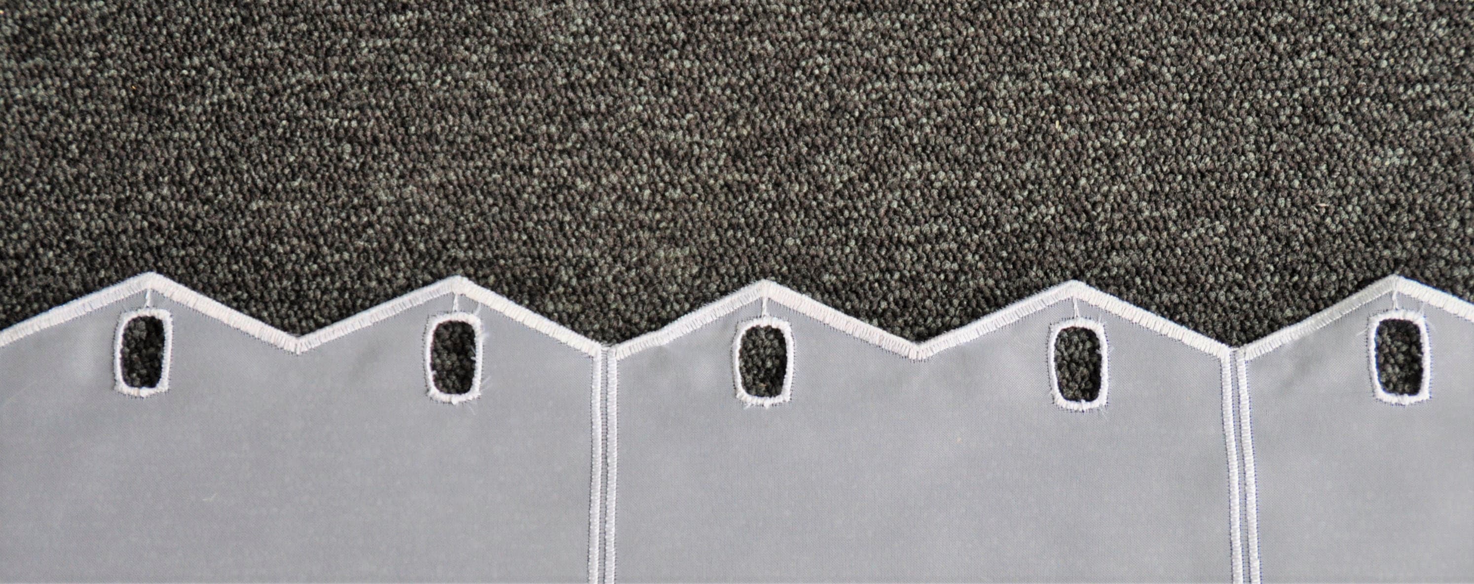 Scheibengardine STICKEREIEN PLAUEN "Häuser" Gr. 3, weiß, B:95cm H:90cm, Voile, Polyester, Gardinen