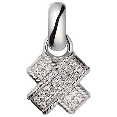 Kettenanhänger JOBO "Anhänger gekreuzt 14 mm", silber (silber 925, weiß), Schmuckanhänger, Damen, Silber 925 (Sterlingsilber), Kettenanhänger, 925 Silber rhodiniert oder vergoldet