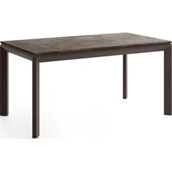 ESSTISCH Elan rechteckig ausziehbar verlängerbar mit Braunen Metallbeinen, Beton Dunkelgrau 160-250/90/76 cm
