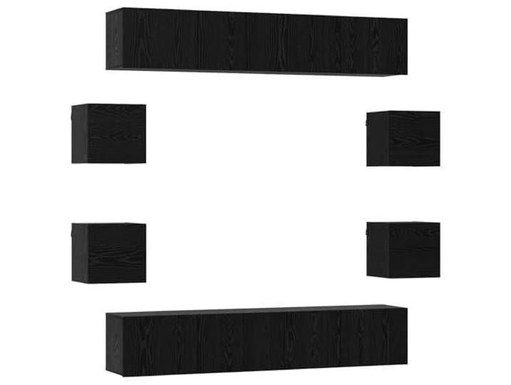 LMTYOENFG TV-Board Set 8-Teilig Wandmontiert Schwarze Eiche Modulares 8er-Set Hängeschrank fürs Wohnzimmer und Schlafzimmer: Flexibel gestaltbar aus Holzwerkstoff.