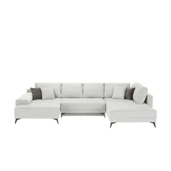 Wohnlandschaft mit Schlaffunktion Mango , grau , Maße (cm): B: 357 H: 85 T: 218.0