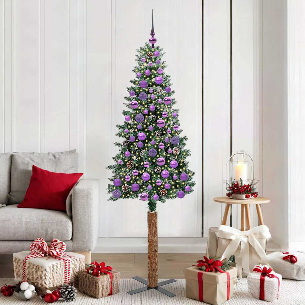 Latitude Run Slim Christmas Tree with 150 LEDs Purple 5.91' H