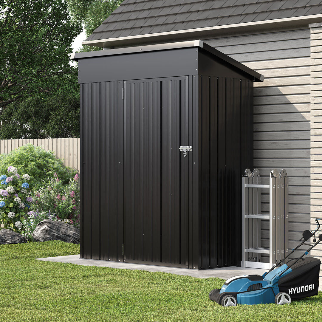 Blue Elephant 5 ft. W x 3 ft. D Galvanized Steel Metal Storage Shed with Shelves&Lockable Door Black 161cm W X 92cm D X 181cm H
