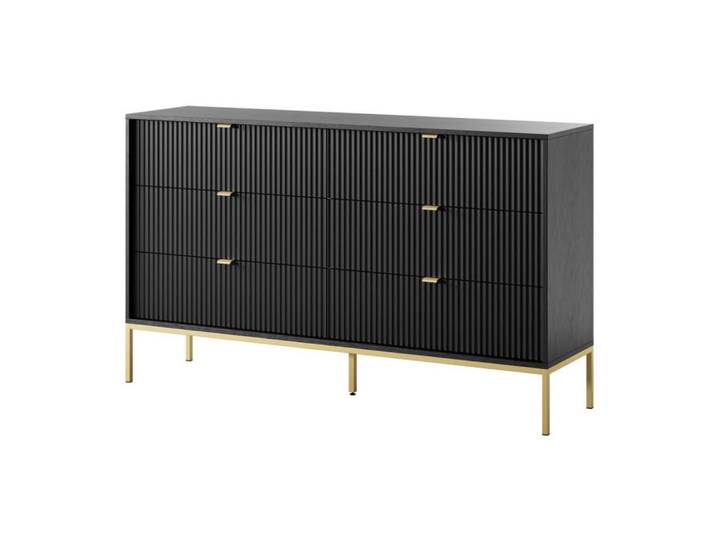 Sepro Meble Sideboard Schwarz Ks154 Glamour Stil Goldfarben, 154x91x39 cm, Kleinmöbel, Kommoden, Sideboards