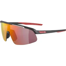 Alpina, Unisex, Sportbrille, Turbo Pro Youth (Black Matt, Red Mirror), Schwarz, Rot