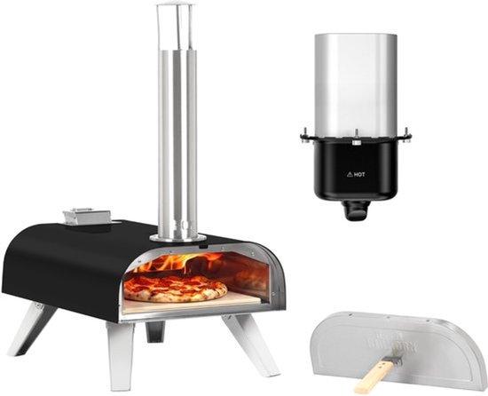 Tragbarer Pizzaofen, schwarz - Durchmesser 30,5 cm - Brennstoff: Holzpellets - Edelstahl - Für den Außenbereich und Camping