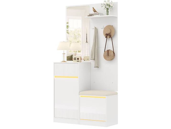 Garde-robe Garde-robes Garde-robe compacte Garde-rober Placard à chaussures La combinaison d'armoire à chaussures Blanc