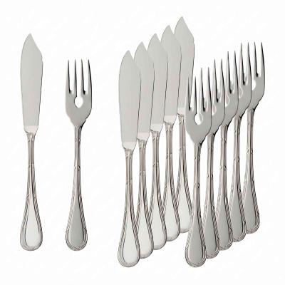 Fischbesteck VILLEROY & BOCH "Fischbesteck Kreuzband Septfontaines 6er Set silber", silber, 12, Essbesteck-Sets, Spülmaschinenfest