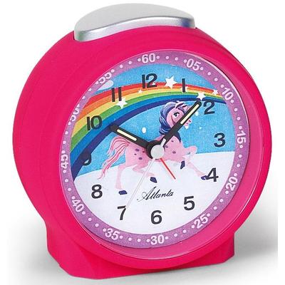 Kinderwecker ATLANTA "1981-17", pink, Wecker, Kinder, Quarz, Lernwecker, Einhorn, Regenbogen, Geschenkidee