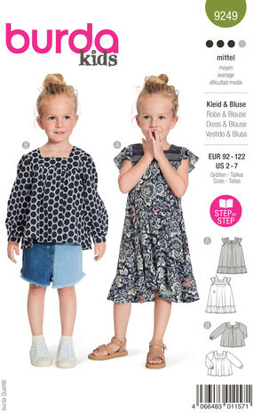 burda Schnitt 9249 "Kleid & Bluse für Kinder"