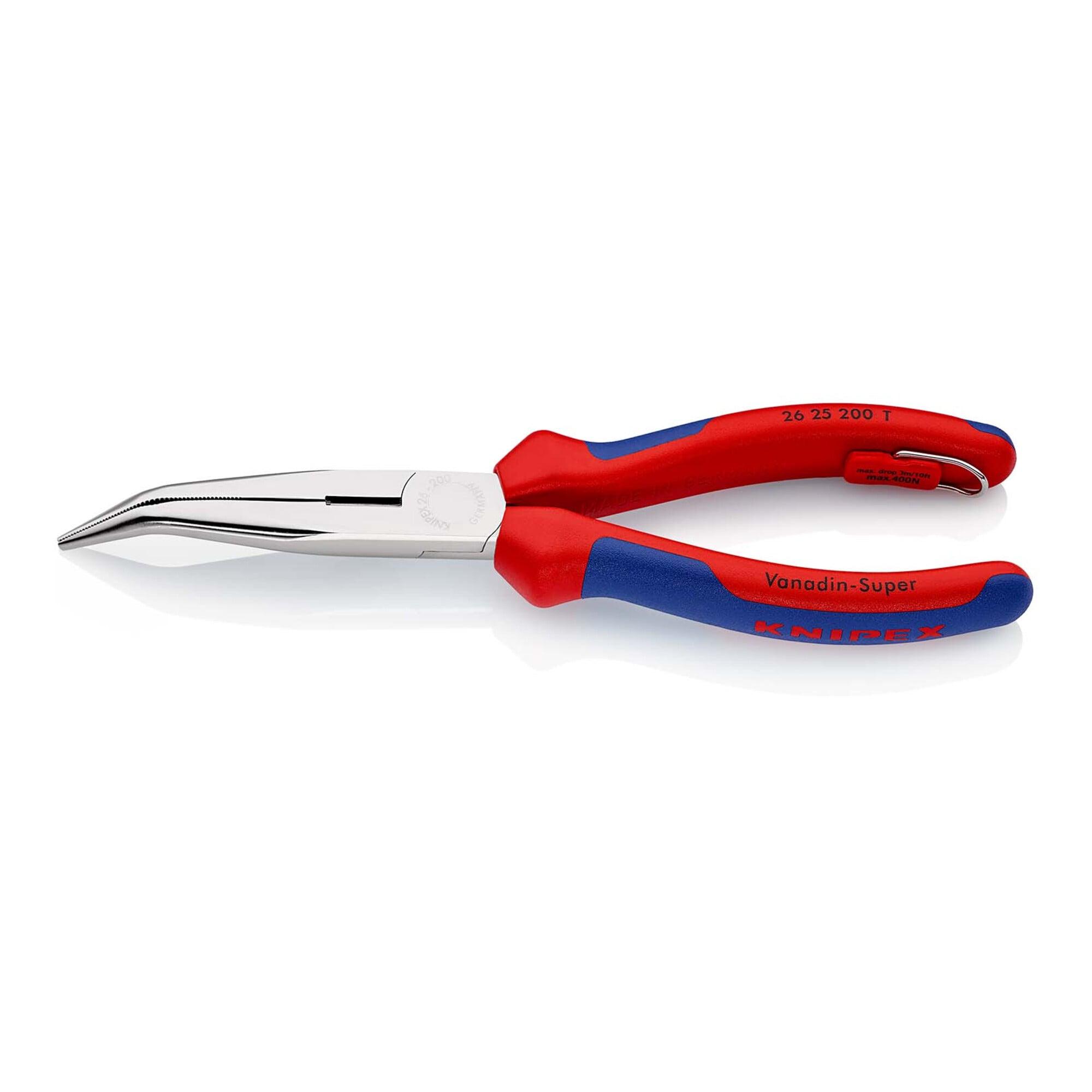 KNIPEX 26 25 200 T BK Flachrundzange mit Schneide (Storchschnabelzange) verchromt 200 mm)