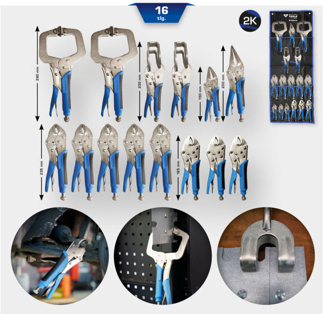 Brilliant Tools Pinces de verrouillage / Jeu de pinces étaux, 16 pcs (BT065016)