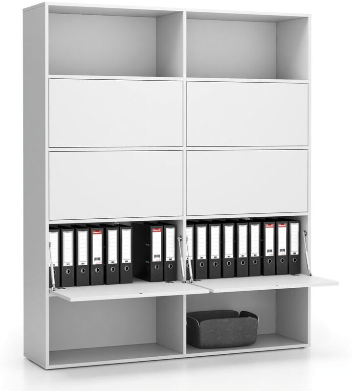 PLAN Breites Büroregal LAYERS, 6 Boxen, 1582 x 400 x 1905, weiß