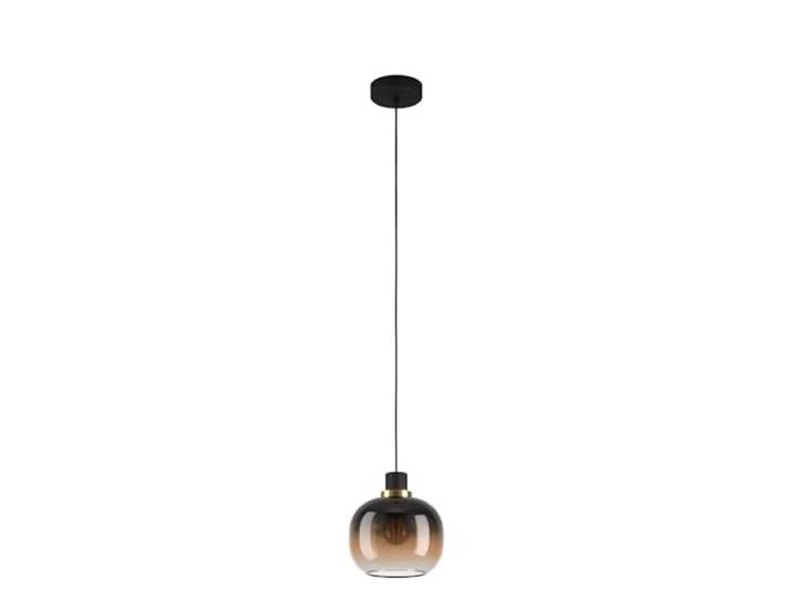 Eglo Suspension Oilella 1 flamme\, verre fumé\, métal noir-brun et laiton boule en verre\, E27\, Ø 19 cm\, pour table à manger\, lampe plafond suspendue