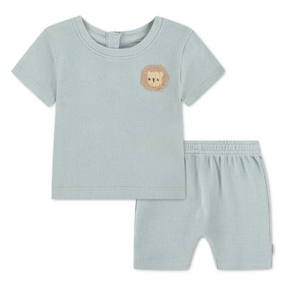 Shirt & Hose HUGGIES BABYWEAR "HUGB SHORT SET", Mädchen, Gr. 5 (80), dusty mist, Jersey, Obermaterial: 100% Baumwolle, unifarben, KOB Set-Artikel, mit süßer Tierapplikation, Baumwolle