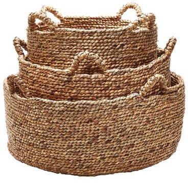 Atlas Lighting and Home Atlas Natural Low Rise Set of 3 Woven Nesting Storage Baskets