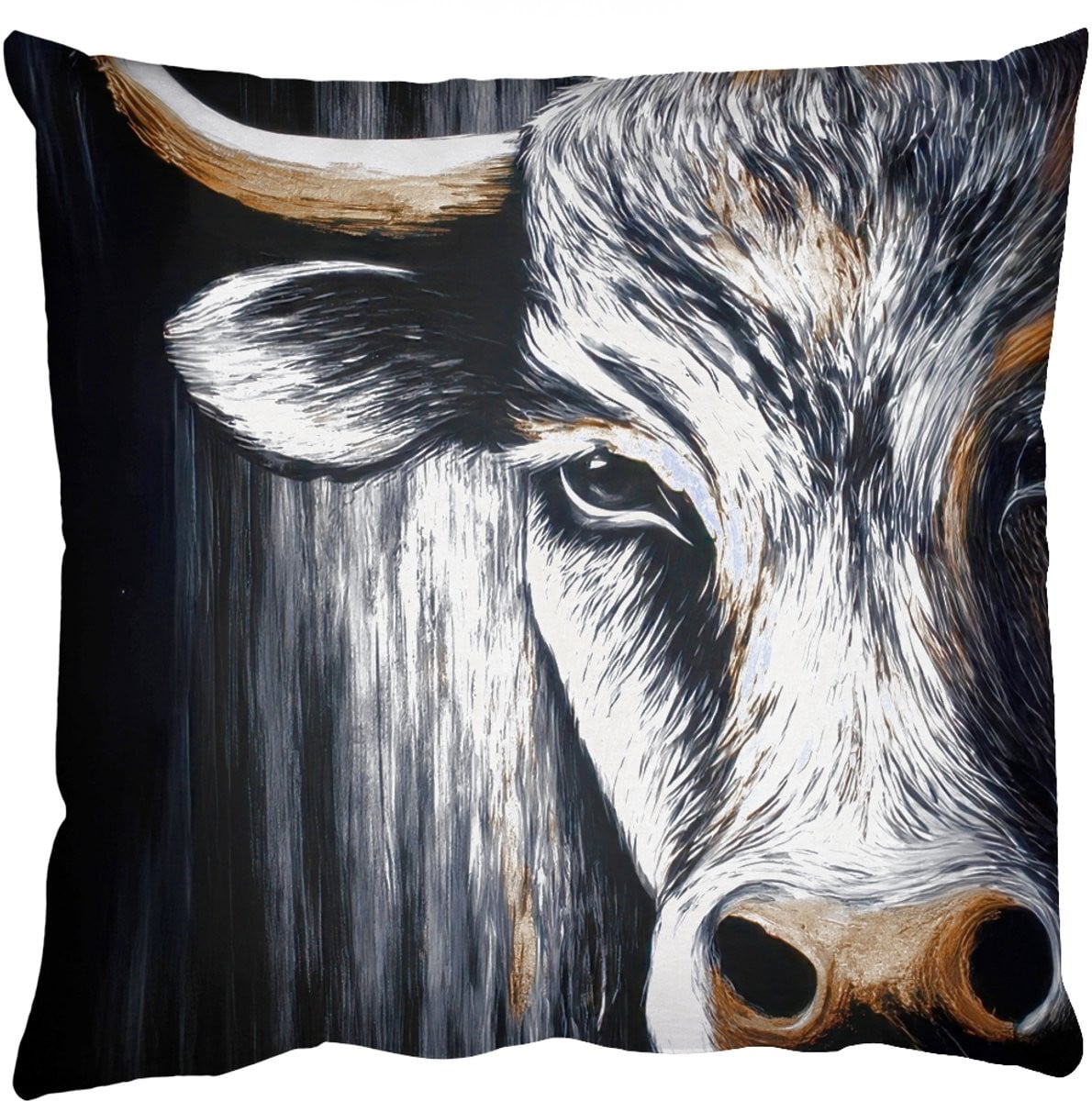 PillowMonkey Sierkussen Stier met Hoorns en Snuit - Goud - 40 x 40 cm