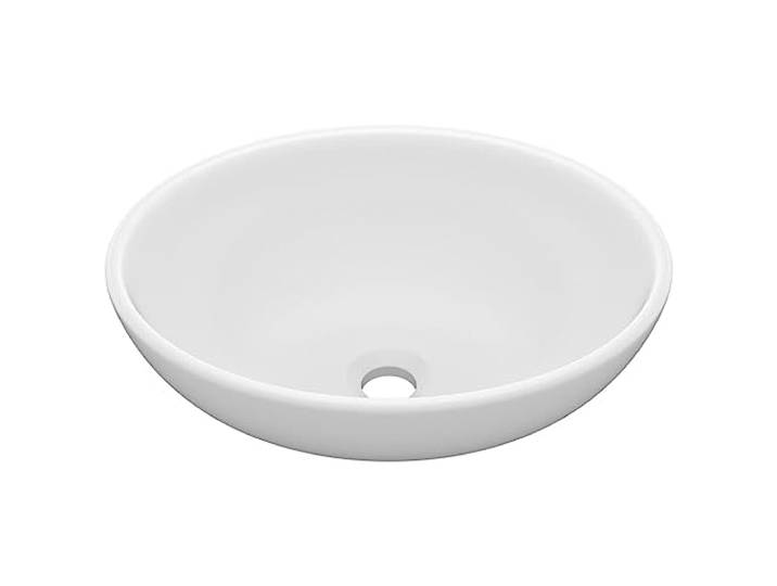vidaXL Lavabo ovale de luxe Blanc mat 40x33 cm Céramique