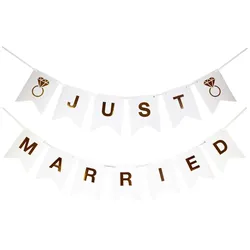 VEPATIM 6x Wimpelkette Banner Hochzeit 'Just married' ca. 1,2m