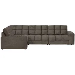 Ecksofa Date aus Struktursamt, klassisch linksseitig, dunkelgrau Mountain, hochwertig gepolstert