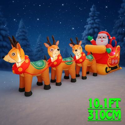 Inspire Select 10.1ft Christmas Inflatable Santa Sleigh With Reindeer LED Lights Outdoor Yard Holiday Decoration qm1318 79hw au Plug