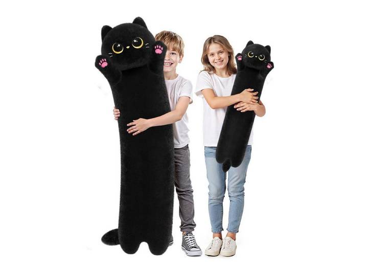 LuxusKollektion Kuscheltier Körperkissen Plüsch Katze Füllung Geschenk Schwarze Katze 110 cm