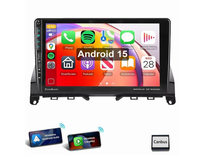 ESSGOO Für Mercedes Benz C-Klasse W204 S204 Android 15 Carplay GPS Autoradio (RDS, Digitalradio (DAB), FM, Carplay Android Auto Bluetooth FM AM RDS WIFI GPS Navigationsgerät)