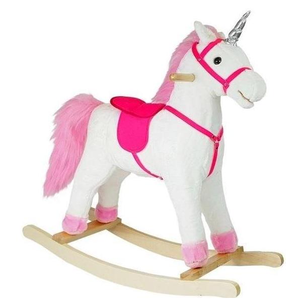 Lean Toys Laufpferd Einhorn weiss Geräusche bewegt Schnauze Schwanz 74 cm (2252)