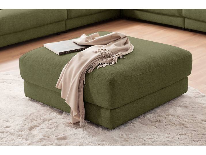 Polsterhocker 100 x 44 x 100cm Grün Webstoff Esila: Olivgrün Polyurethanschaum