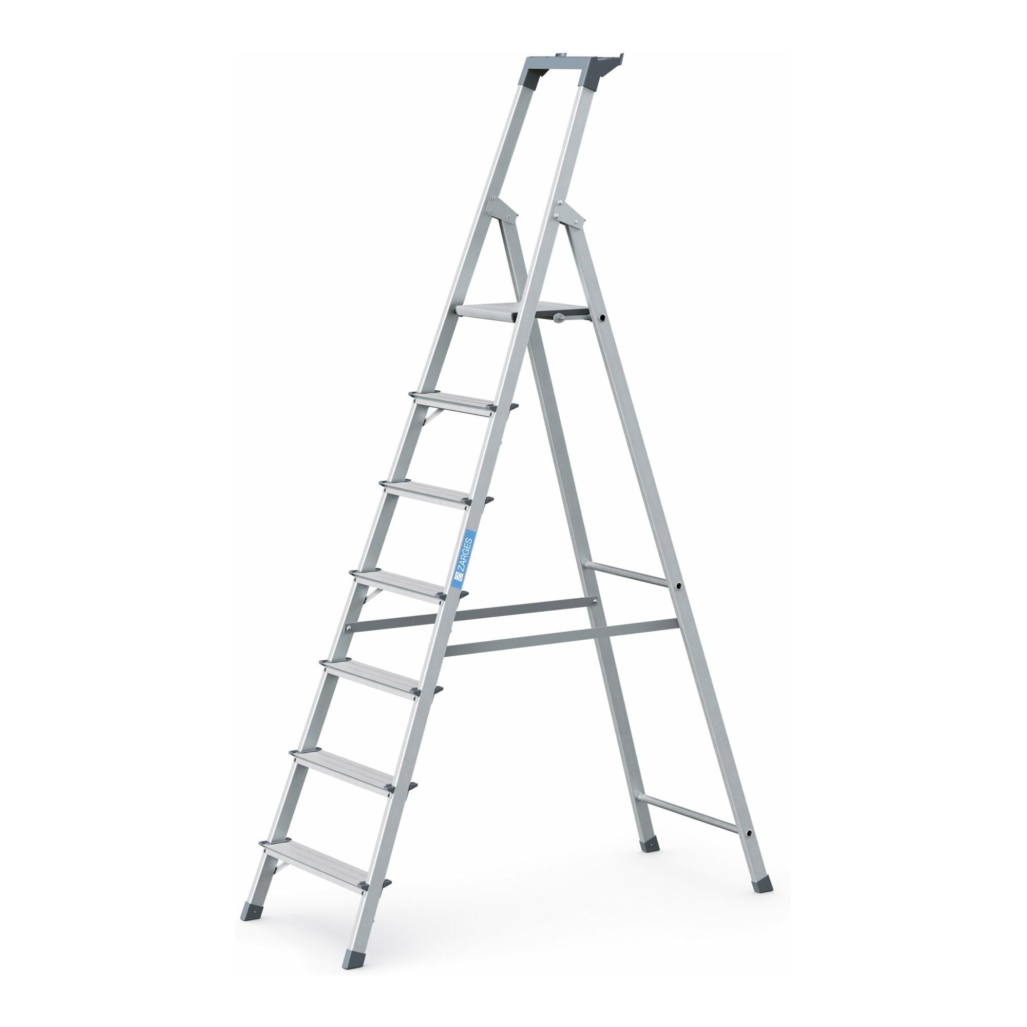 ZARGES Stufenstehleiter Alu 7Stufen 1seitig Plattform-H1470mm 5.7kg eloxHolme (44157)