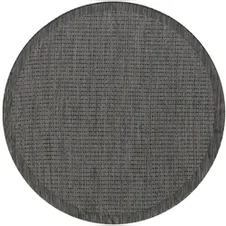 Carpetsale24 In- & Outdoor Teppich Wetterfest 160 cm Rund Einfarbig Schwarz - Wasserfest,Flachgewebe, für Balkon, Garten, Terrasse, Küchenteppich