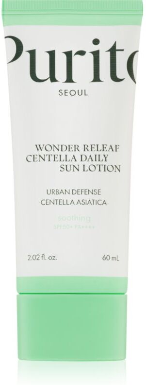Purito Wonder Releaf Centella Daily Sun Lotion crème légère protectrice visage SPF 50+ 60 ml