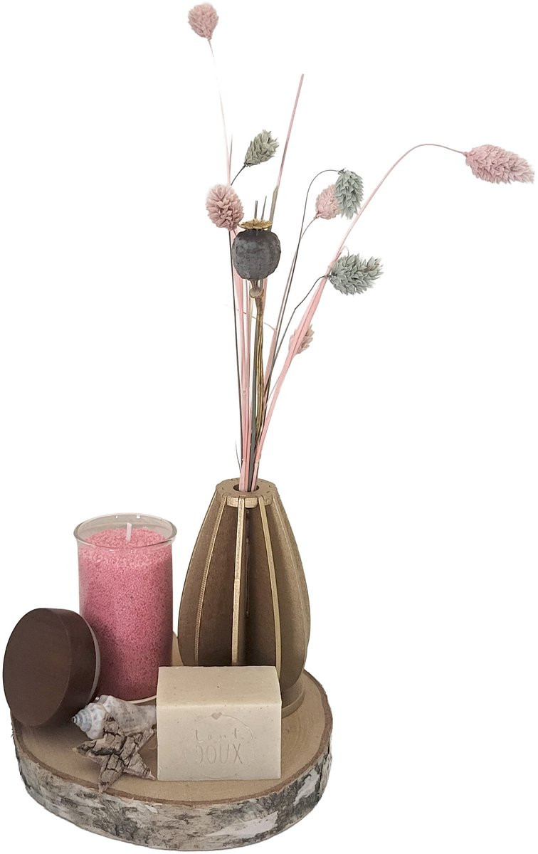 Pearlsand Luxe Cadeauset met Droogbloemen, Kaarsenzand en Ambachtelijke Zeep - Roze