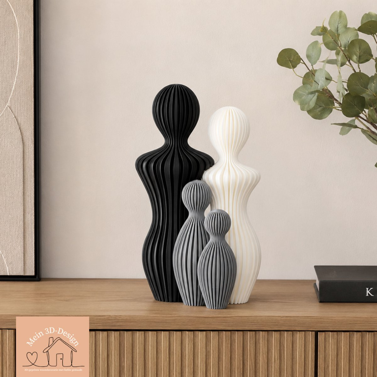 Mein 3D-Design.nl Familiebeeld met ouders en 2 kinderen - 3D-geprint tafeldecoratie