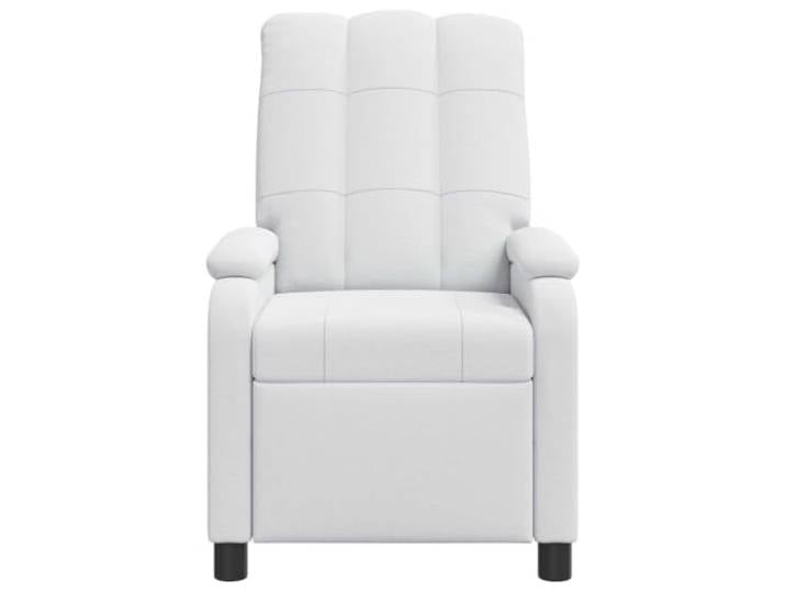 Sessel Recliner Weiß aus Polyestergewebe, Verstellbar 115-160 Grad, Metall-Holzrahmen, Schaumstoff und Volks, für Wohnzimmer und Arbeitszimmer, fliegt Pflege, minimalistisches Design