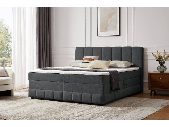 OTTO home Boxbett LIKELY, Polsterbett mit Bettkasten, inkl. Taschenfederkernmatratze H3, mit Kaltschaumtopper, Chenille-Bezug, 140x200 & 180x200 cm