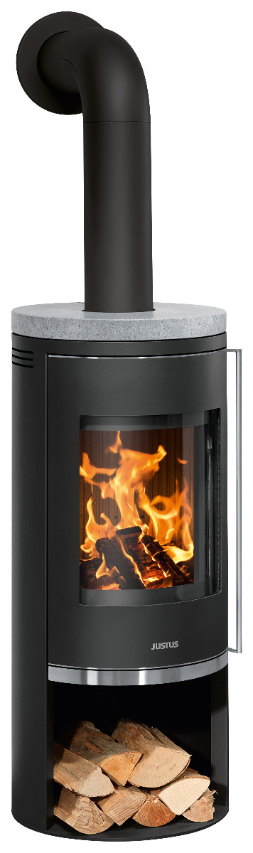 Justus Faro 2.0 Kaminofen Stahl Schwarz mit Speckstein-Abdeckplatte