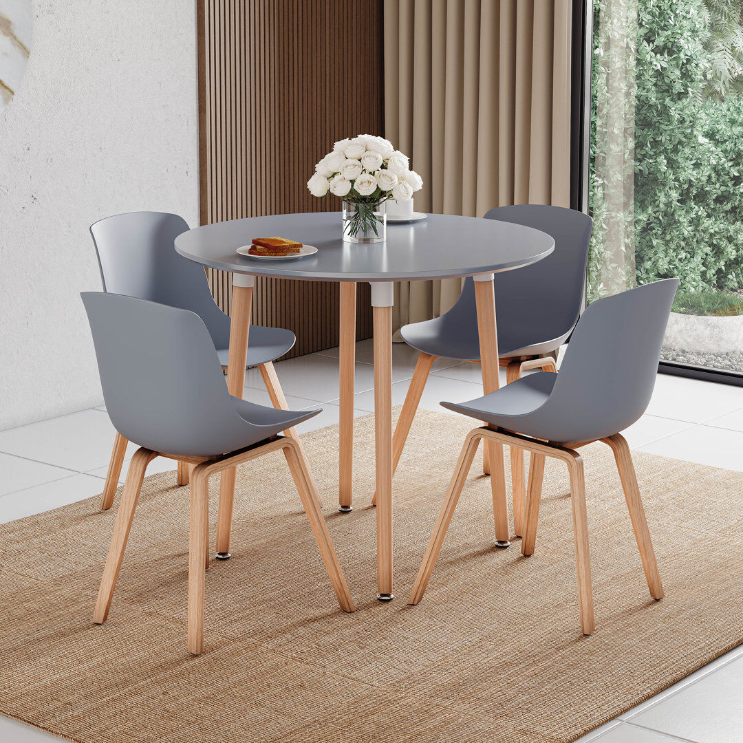 Norden Home Triston Beech Round Solid Wood Base Dining Table Grey